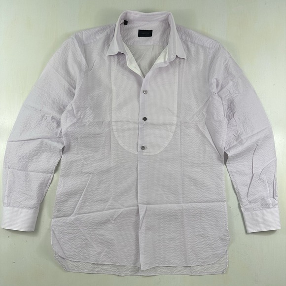 Lanvin‎ Men's Popover Bib Shirt 40 15 3/4 Medium Lavender Purple Made In Italy - Picture 2 of 15